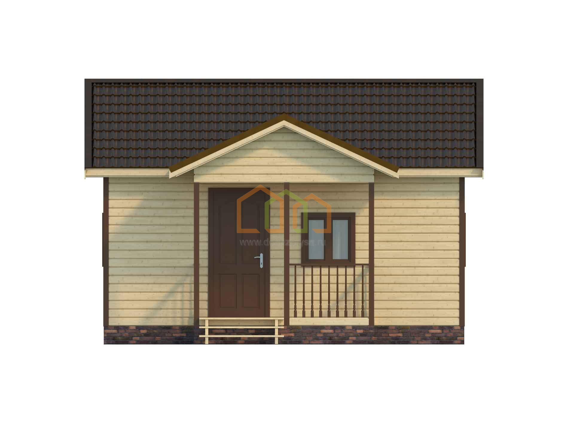 Каркасный садовый домик с террасой Тис (КТ) 6x7 Площадь: 37,5 м² с ...