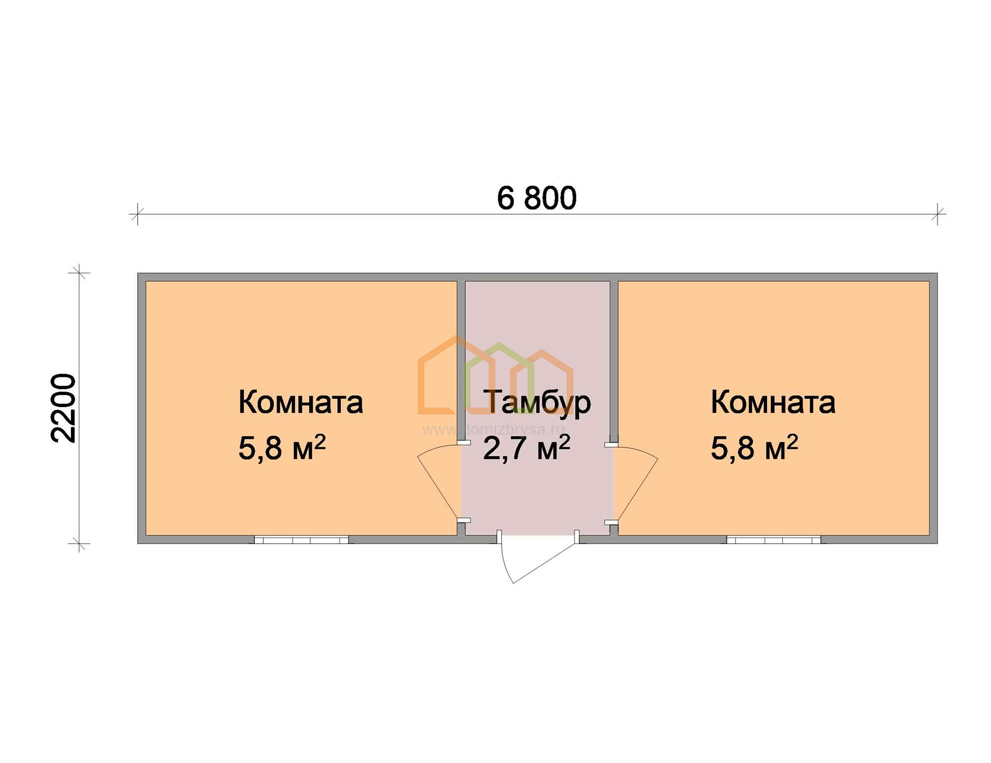 Дачная бытовка эконом Фикус - 8 6.8x2.2 Площадь: 14.96 м² в готовом виде  под ключ в Дмитрове и области